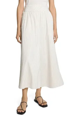 Theory Theory Striped Midi A-Line Skirt in Sand Multi — Women Spring white Midi Skirts