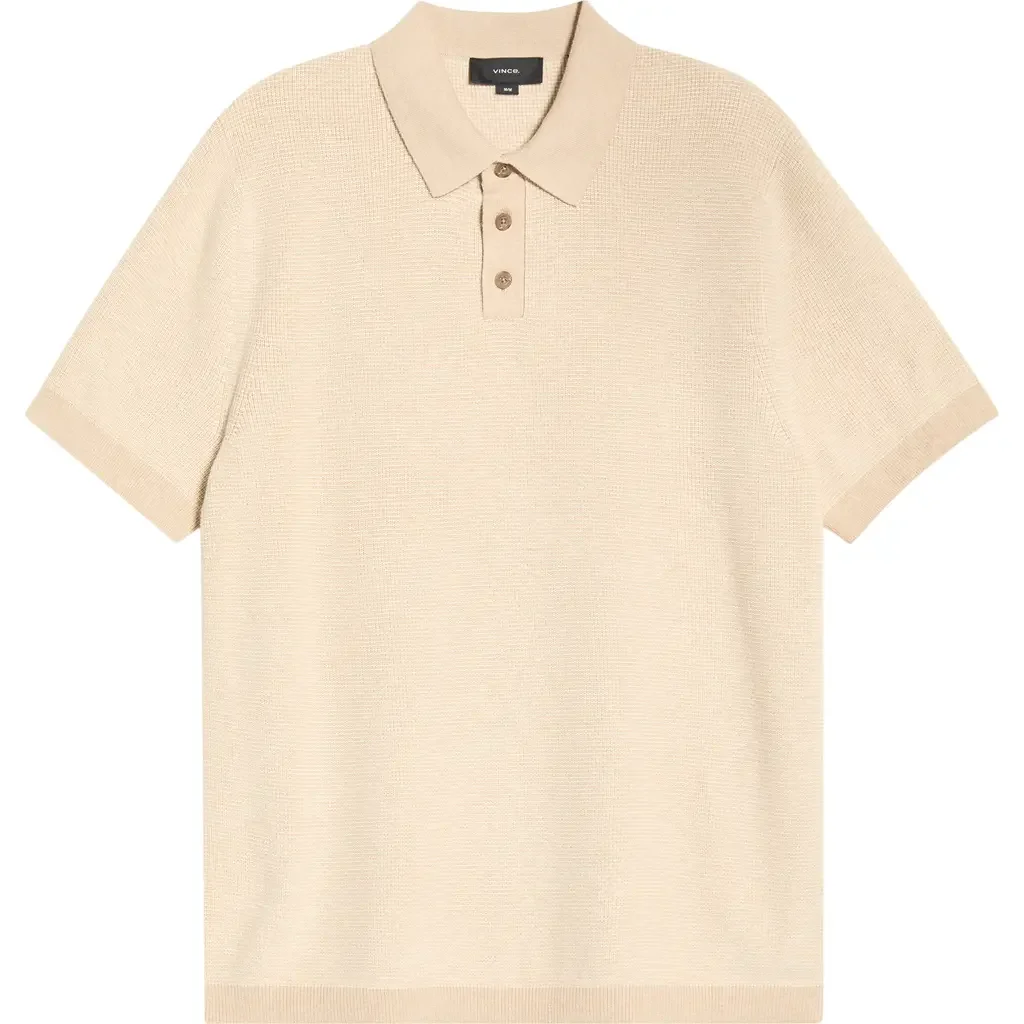 Vince Vince Cotton & Cashmere Polo in Light Heather Pecan/Smock — Men Spring ivory Tops
