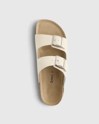 Quince Quince | Women's Nappa Leather Double Buckle Slide in Bone — Women Spring ivory Accessories