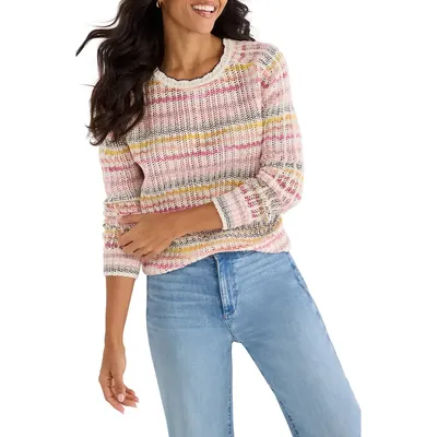 NIC+ZOE NIC+ZOE Stripe Sweater in Pink Multi — Women Spring pink Tops