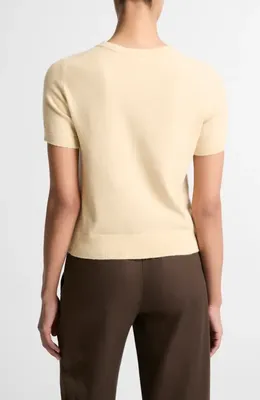 Vince Vince Short Sleeve Wool Blend Sweater in Chamomile — Women Spring ivory Sweaters & Knits