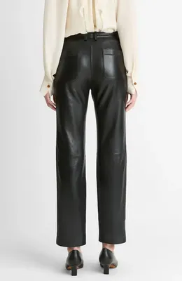 Vince Vince Straight Leg Leather Pants in Black — Women Winter black Pants