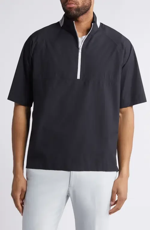 johnnie-O johnnie-O Stealth Stowable Short Sleeve Pullover Rain Jacket in Black — Men Winter black Outerwear