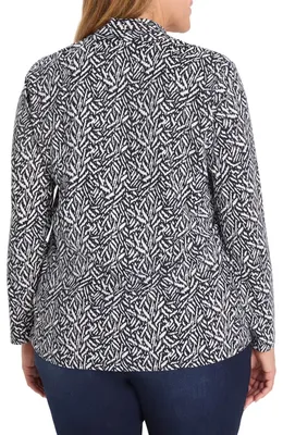 NIC+ZOE NIC+ZOE Geo Toss Knit Top in Indigo Multi — Women Winter navy Tops