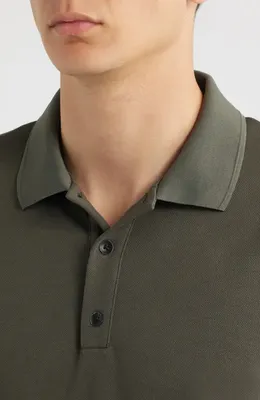 rag & bone rag & bone Slim Fit Tech Piqué Polo in Dark Shadow — Men Autumn grey Tops