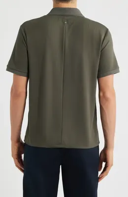 rag & bone rag & bone Slim Fit Tech Piqué Polo in Dark Shadow — Men Autumn grey Tops