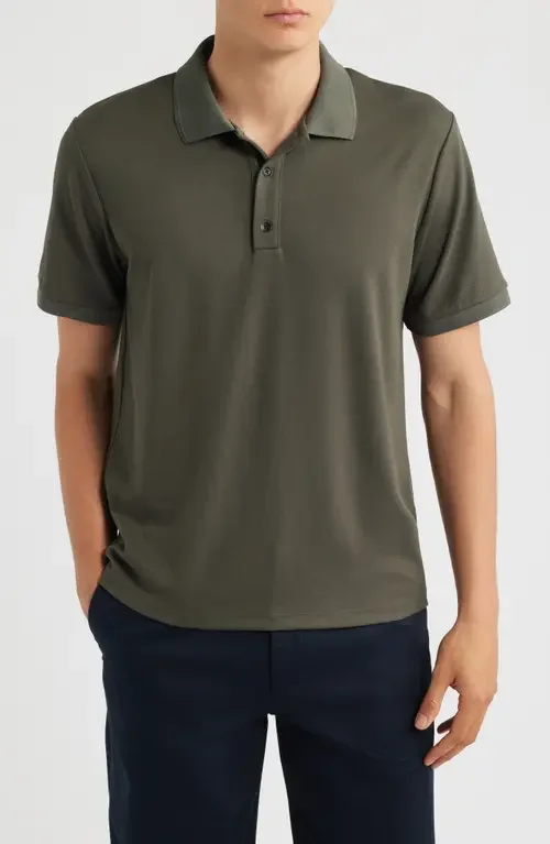 rag & bone rag & bone Slim Fit Tech Piqué Polo in Dark Shadow — Men Autumn grey Tops