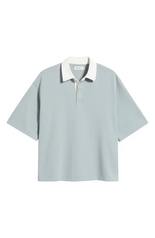 FRAME FRAME Cotton Half Placket Rugby Polo in Blue Grey — Men Summer grey Tops