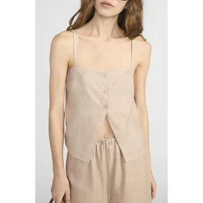 FRAME FRAME The Linen Button Camisole in Flax — Women Autumn beige Tops