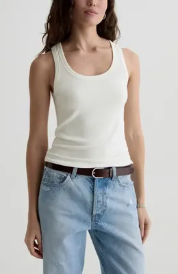 AG AG Ashley Scoop Neck Tank in Powder — Women Spring white Tops
