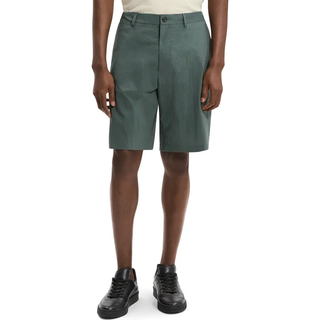 Theory Theory Flat Front Nylon Bermuda Shorts in Pine Grove — Men Summer teal Shorts