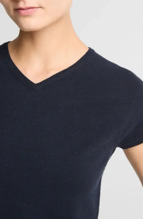 Vince Vince Short Sleeve Wool Blend Sweater in Eclipse — Women Winter navy Tops