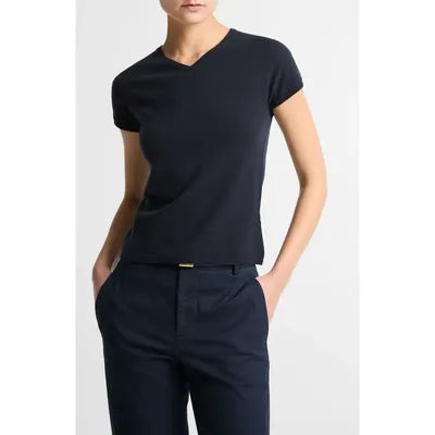 Vince Vince Short Sleeve Wool Blend Sweater in Eclipse — Women Winter navy Tops
