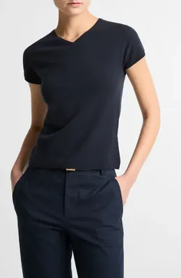 Vince Vince Short Sleeve Wool Blend Sweater in Eclipse — Women Winter navy Tops