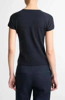 Vince Vince Short Sleeve Wool Blend Sweater in Eclipse — Women Winter navy Tops