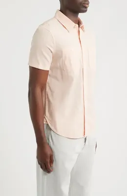AG AG Mason Classic Fit Short Sleeve Button-Up Work Shirt in Vintage Pink — Men Spring beige Button-Down Shirts