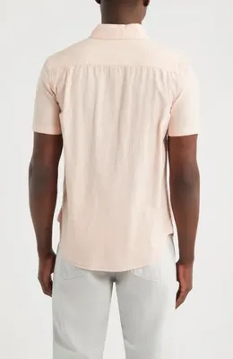 AG AG Mason Classic Fit Short Sleeve Button-Up Work Shirt in Vintage Pink — Men Spring beige Button-Down Shirts