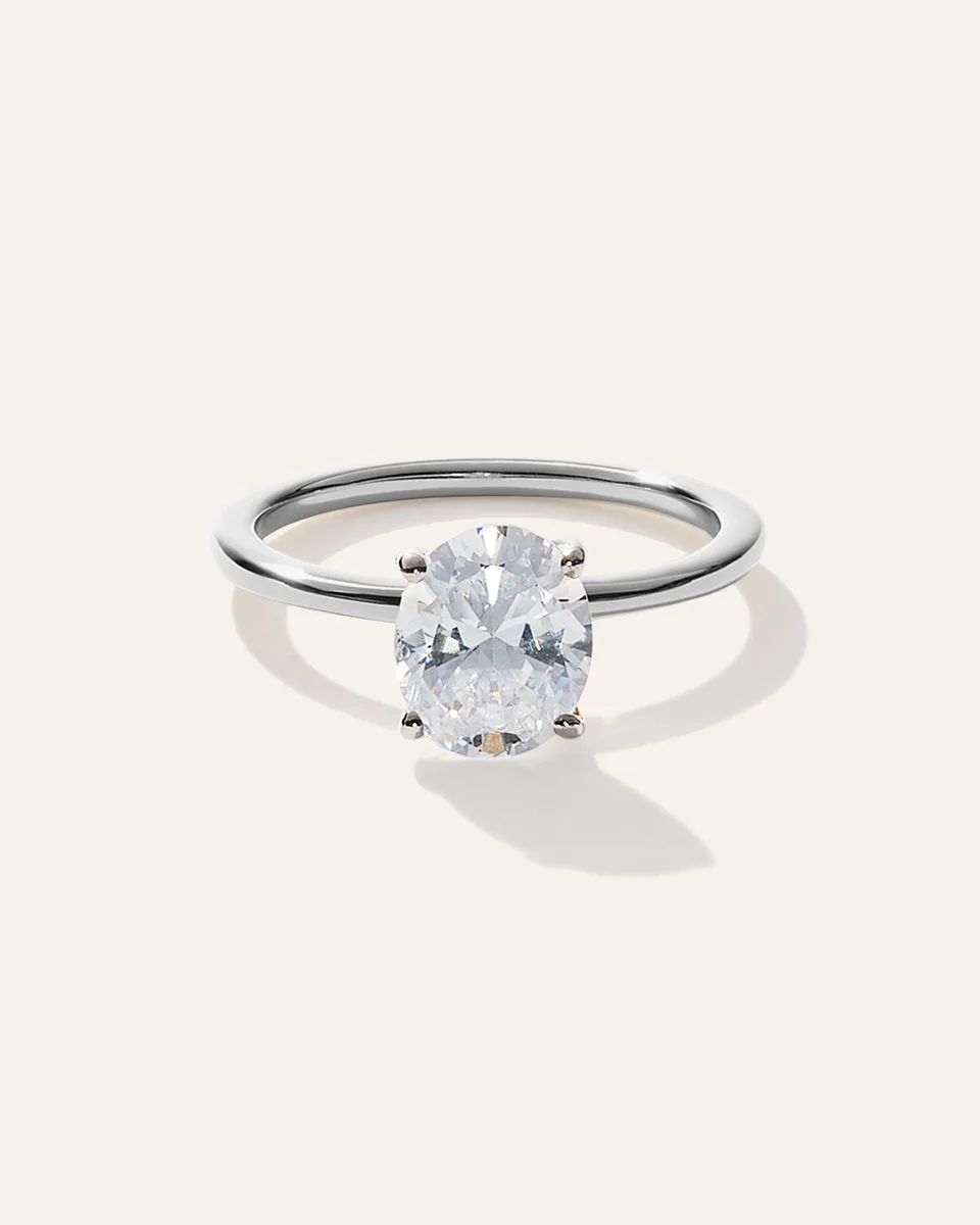 Quince Quince Women's Lab Grown Diamond Oval Petite Classic Engagement Ring 1.50ct in White Gold — Women Summer yellow Accessories