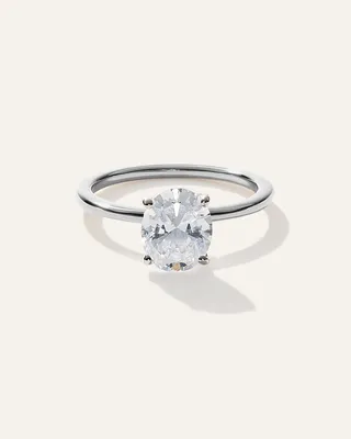 Quince Quince Women's Lab Grown Diamond Oval Petite Classic Engagement Ring 1.50ct in White Gold — Women Summer yellow Accessories