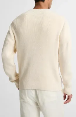 Vince Vince Rib V-Neck Cotton Blend Sweater in Classic Creamdnu — Men Spring ivory Sweaters & Knits