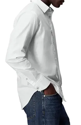 rag & bone rag & bone Tomlin Cotton Dobby Button-Up Shirt in White — Men Winter white Button-Down Shirts