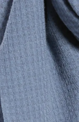 Vince Vince Check Cashmere & Wool Scarf in Azul — Women Summer grey Accessories