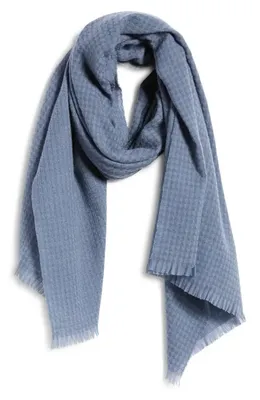Vince Vince Check Cashmere & Wool Scarf in Azul — Women Summer grey Accessories