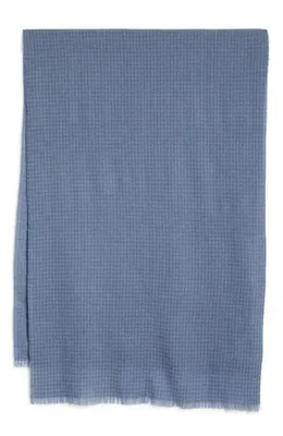 Vince Vince Check Cashmere & Wool Scarf in Azul — Women Summer grey Accessories
