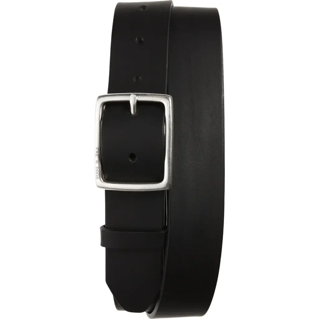 rag & bone rag & bone Rugged Leather Belt in Blk — Men Winter black Accessories