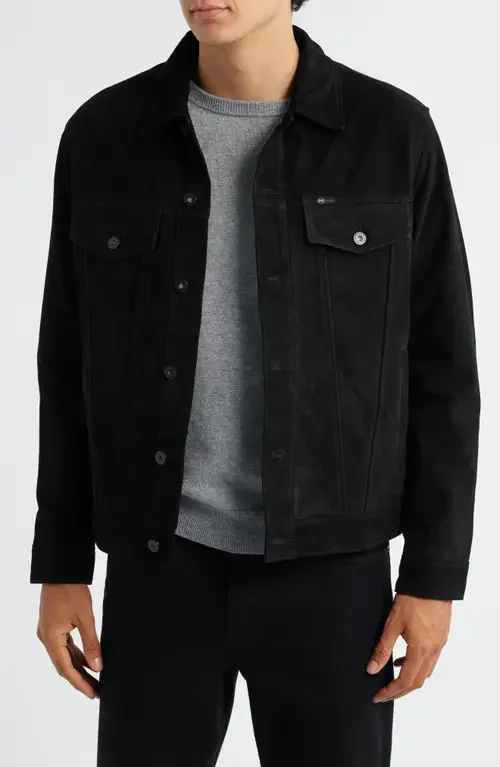 AG AG Dart Suede Trucker Jacket in Super Black — Men Winter black Outerwear