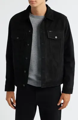 AG AG Dart Suede Trucker Jacket in Super Black — Men Winter black Outerwear