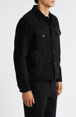 AG AG Dart Suede Trucker Jacket in Super Black — Men Winter black Outerwear