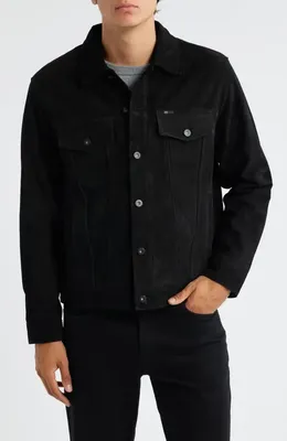 AG AG Dart Suede Trucker Jacket in Super Black — Men Winter black Outerwear