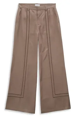 AG AG Sarah High Waist Wide Leg Satin Pants in Cork — Women Autumn grey Pants