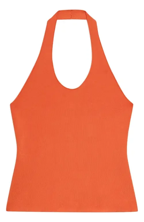 Theory Theory Halter Knit Tank in Poppy — Women Spring coral Tops