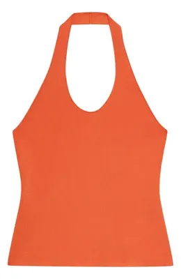 Theory Theory Halter Knit Tank in Poppy — Women Spring coral Tank Tops & Camis