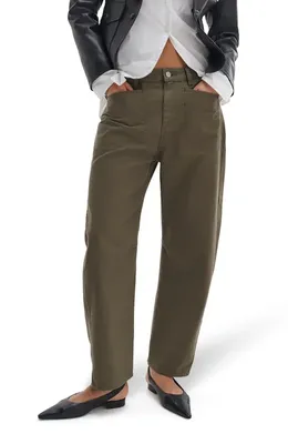 rag & bone rag & bone Stevie Tapered Stretch Cotton Utility Pants in Olive — Women Autumn green Pants
