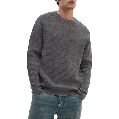 rag & bone rag & bone Caden Washed Cotton Blend Sweater in Charcoal Green — Men Winter black Sweaters & Knits