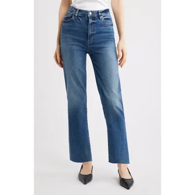 FRAME FRAME Le Sleek Stretch Straight Leg Jeans in Daylily Raw Fray — Women Winter navy Jeans & Denim