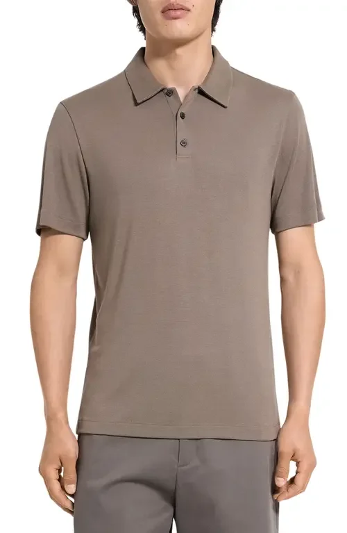 Theory Theory Bron in Anemone Milano Polo in Morel — Men Autumn grey Tops
