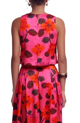 Boden Boden Occasion Floral Faille Top in Pink Floral — Women Spring red Tops