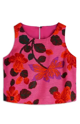 Boden Boden Occasion Floral Faille Top in Pink Floral — Women Spring red Tops