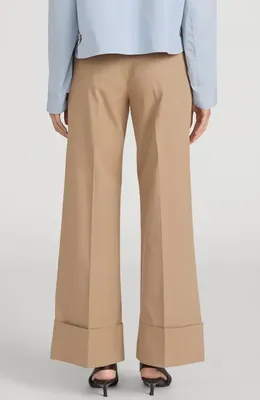 FRAME FRAME The Slim Fit Palazzo Pants in Khaki — Women Autumn beige Pants