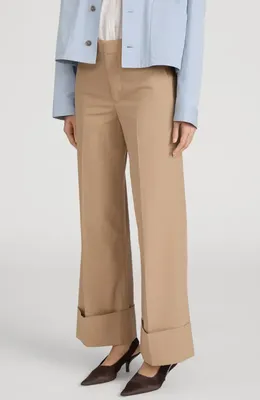 FRAME FRAME The Slim Fit Palazzo Pants in Khaki — Women Autumn beige Pants