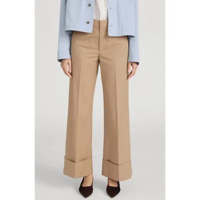 FRAME FRAME The Slim Fit Palazzo Pants in Khaki — Women Autumn beige Pants