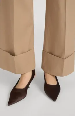 FRAME FRAME The Slim Fit Palazzo Pants in Khaki — Women Autumn beige Pants