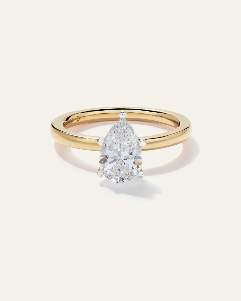 Quince Quince | Women's Lab Grown Diamond Pear Comfort Fit Engagement Ring 1.5ct in Yellow Gold — Women Spring gold Accessories