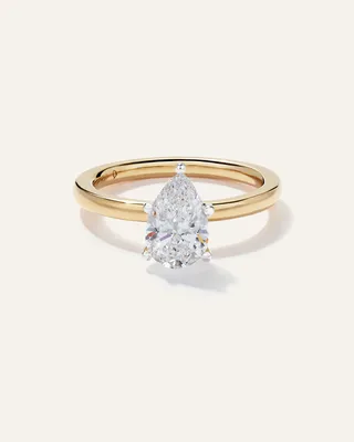 Quince Quince | Women's Lab Grown Diamond Pear Comfort Fit Engagement Ring 1.5ct in Yellow Gold — Women Spring gold Accessories