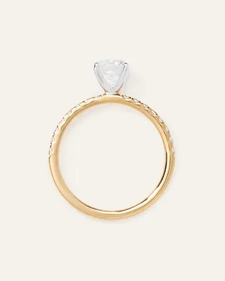 Quince Quince Women's Lab Grown Diamond Round Petite Pave Engagement Ring 1ct in Yellow Gold — Women Spring white Accessories