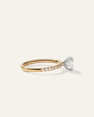 Quince Quince Women's Lab Grown Diamond Round Petite Pave Engagement Ring 1ct in Yellow Gold — Women Spring white Accessories